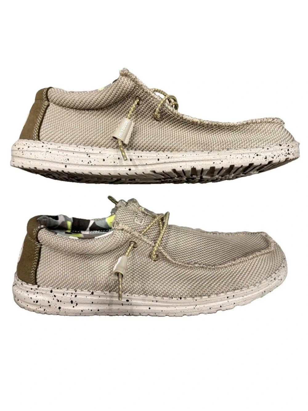Hey Dude Men's Slip-On Loafers in Taupe with Camo Lining size 8 men’s Wally Sox